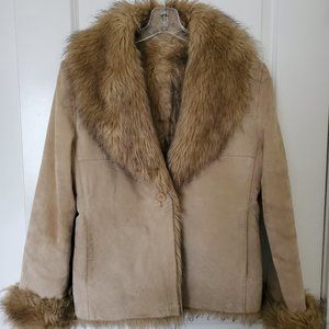 Suede faux fur lined jacket